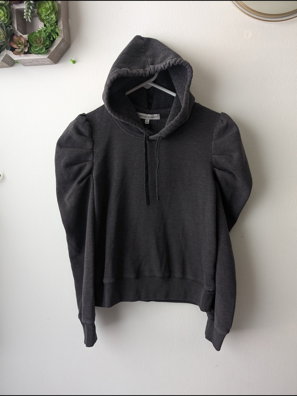 Rebecca Minkoff Charcoal Puff-Sleeve Hoodie